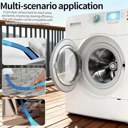 Image of Lispin Universal Dryer Vent Cleaner Kit Compatible with All Vacuum Cleaner Include Vacuum Hose Attachment Accessories Brush Lint Brush,Dryer Vent Vacuum Hose (Dark Blue)