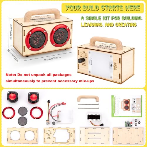 DIY Bluetooth Speaker Kit with LED Lights & Colored Pencils - STEM Building Science Kit for Kids Ages 8-14, Electronic Engineering Project Kit, Creative Gift for Teen Boys & Girls Age 9 10 11 12 16 - Image 6