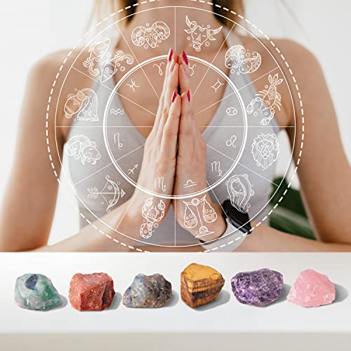 Aoovoo Pisces Crystal And Healing Stone Gift Set -12 Zodiac Signs - 6 Pcs Astrology Healing Crystals Birthstone Kit - Horoscope Gifts - Gemstone Chakra Crystal Birthday Gifts For Women Men With Box #TOP4