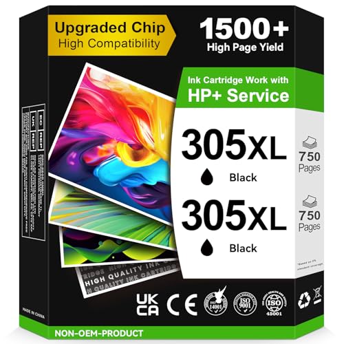 Encre HP 305 XL noire Sunnieink pour remplacer une cartouche vide sur DeskJet 2700 et Envy 6000