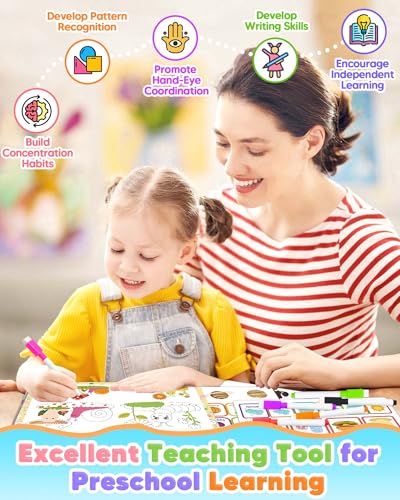 Toddler Busy Book Preschool Learning Activities, Montessori Educational Toys for 3 4 year old Boy Girl Gifts, Tracing Coloring Activity Books for Kids Ages 3-5, Autism Sensory Travel Toys for Toddlers