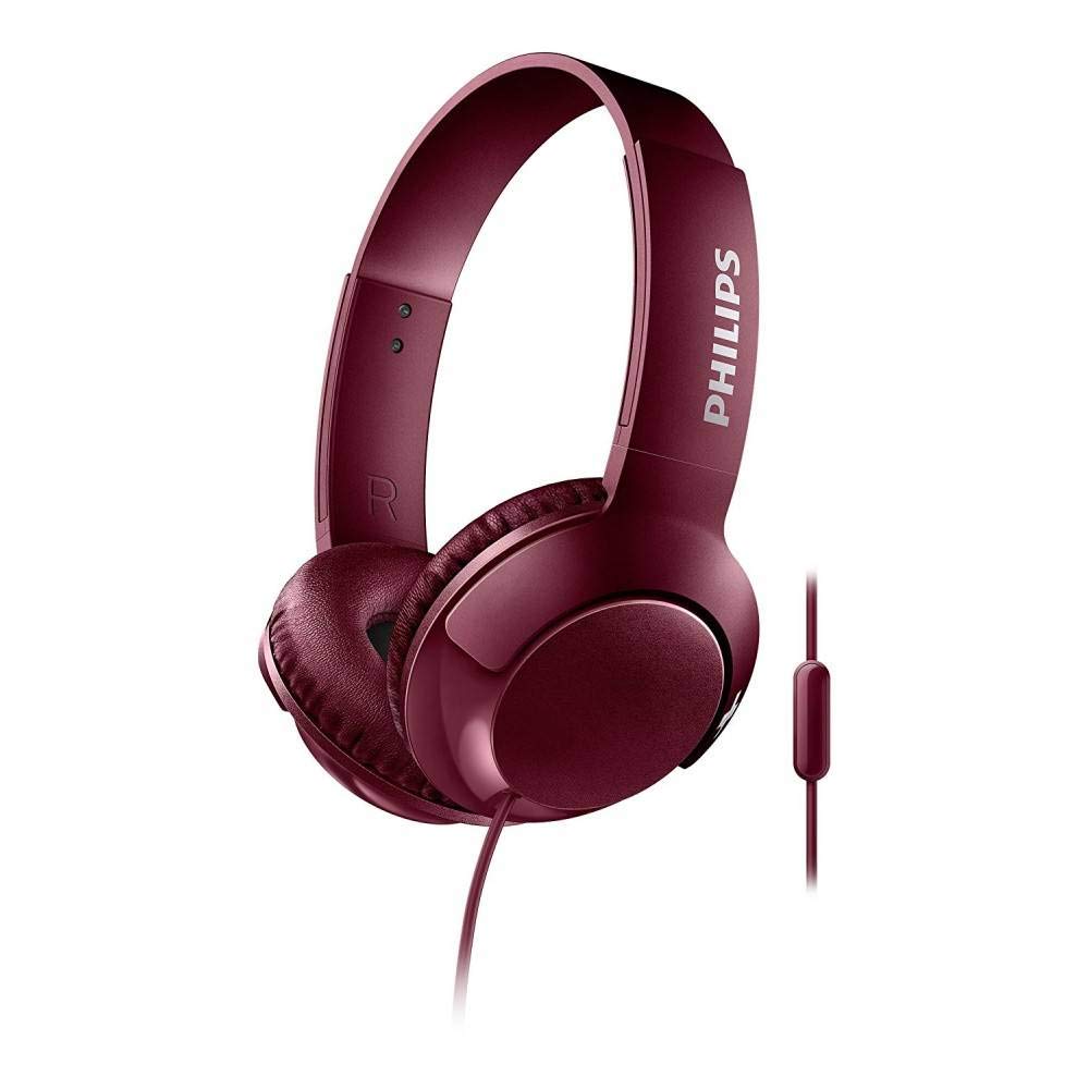 Philips SHL3075RD/00 Cuffie Auricolari On Ear (Bassi Voluminosi, Isolamento Dei rumori, Elevato Comfort nel Portarle, Funzione Viva Voce, Richiudibili piatti), Rosso