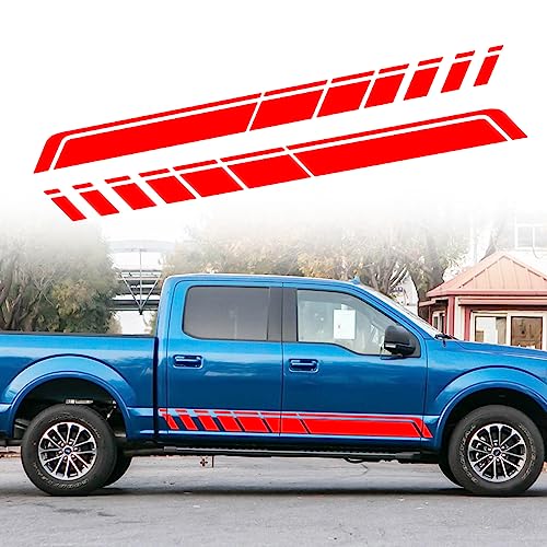 Image of ramuel Sports Racing Strip Stickers Side Skirt Vinyl Decals(2PCS,Red
