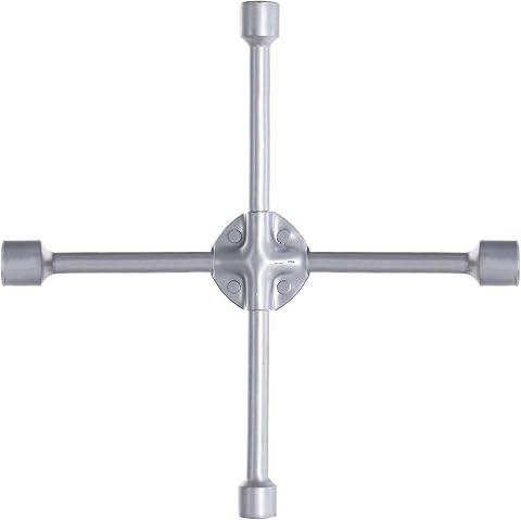 Generic Heavy Duty 4-Way Car Wheel Tire Cross X Wrench Lug Brace Bolt Nut With Support - Silver