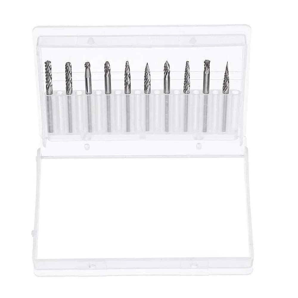 Fraise rotative en carbure de tungstène 3mm double denture pour perceuse lot de 10pcs
