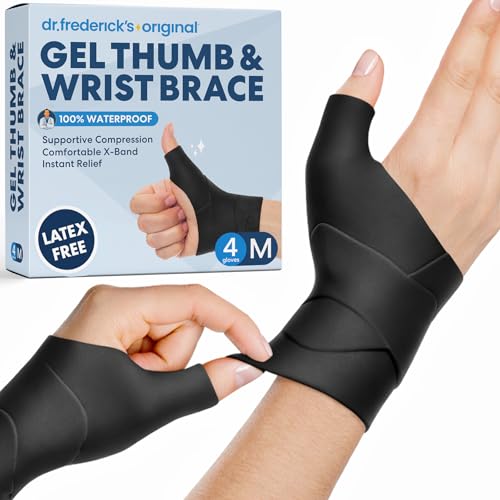 Image of Dr. Frederick's Original Waterproof Thumb & Wrist Brace - 4 ct - Hand Brace for Arthritis, Tendonitis, Carpal Tunnel & Trigger Thumb - Doctor-Developed Spica Splint - Fits Left & Right Hand (Medium)