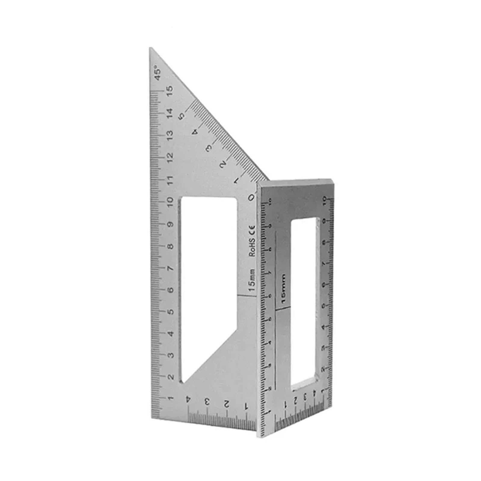 2Colors Woodworking Angle Ruler 45 90 Degree Aluminum Alloy Accurate Woodworking Square Angle Ruler Marking Gauge Carpenter Tool for Machine Shop(Silver)