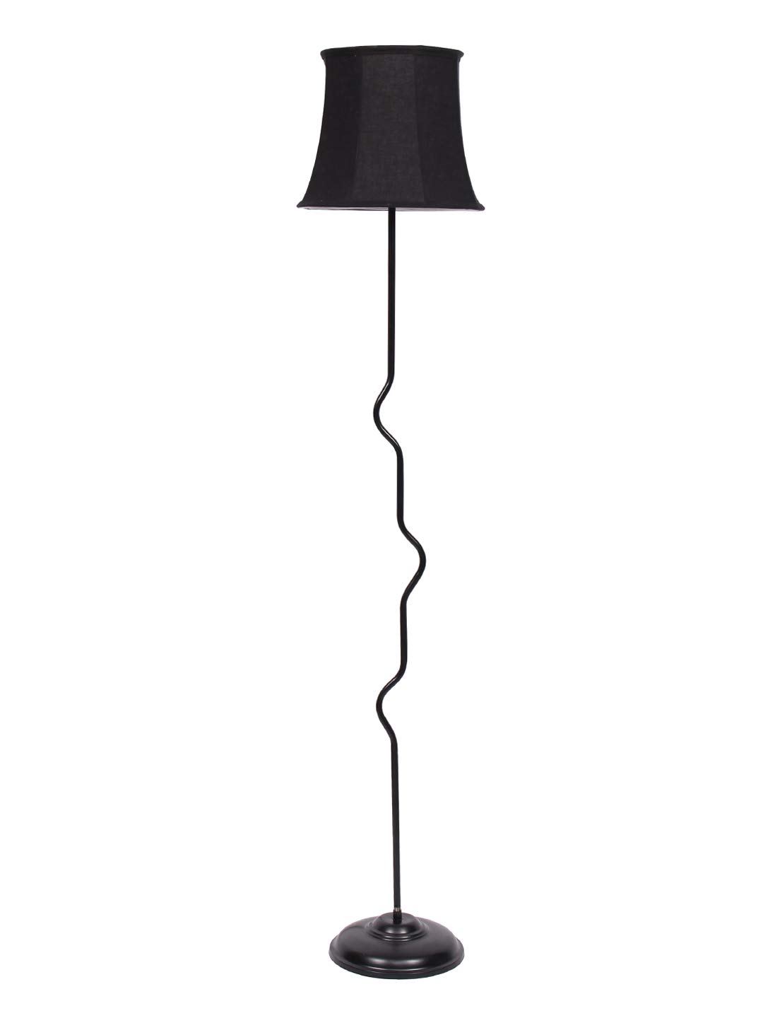 Devansh Soft Back Black Cotton Shade Floor Lamp with Black Base 4