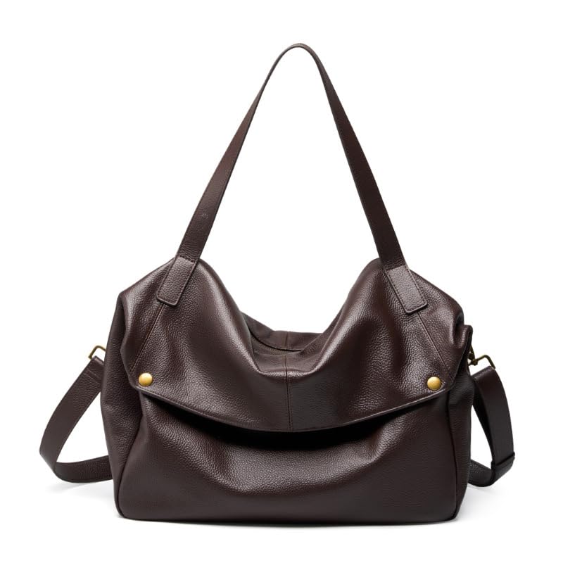 Sac à main bandoulière femme grande capacité cuir souple marron