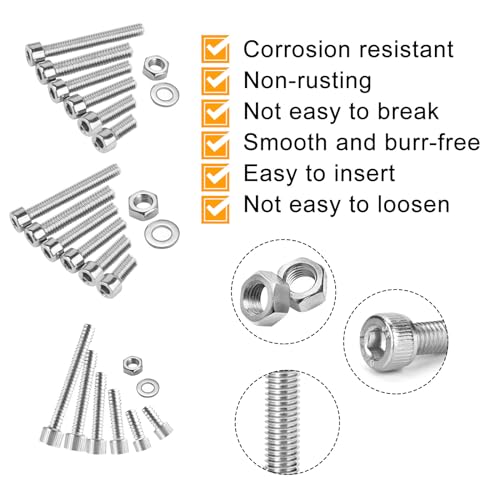 Zylinderschrauben mit Innensechskant, 1080 Stk Schrauben Muttern und Unterlegscheiben Sortiment Kit, M2 M3 M4 Edelstahl Innensechskant Schraube mit Schraubenschlüsseln