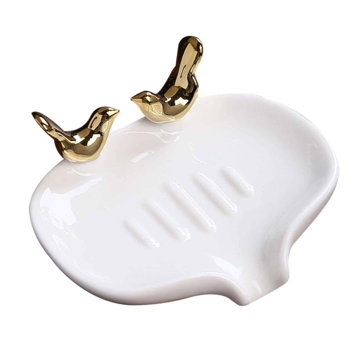 WOONEKY 1pieza Jabonera De Cerámica Elegante para Baño Soporte De Jabón Drenaje Natural Diseño Moderno Necesidad De Taladro