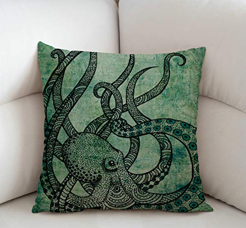 Swono Throw Pillow Case Cool Octopus Cotton Linen Square Cushion Cover Standard Pillowcase For Men Women Home Decorative Sofa Armchair Bedroom Livingroom 18 X 18 Inch #TOP1