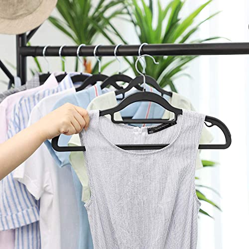 Image of Ginoya brothers Plastic Clothes Hangers, Upgraded Rubber Stripe Non-Slip Coat Hangers, Dry Wet Trousers Pants Hangers, Space Saving Hanger. (Simple-Black, 30)