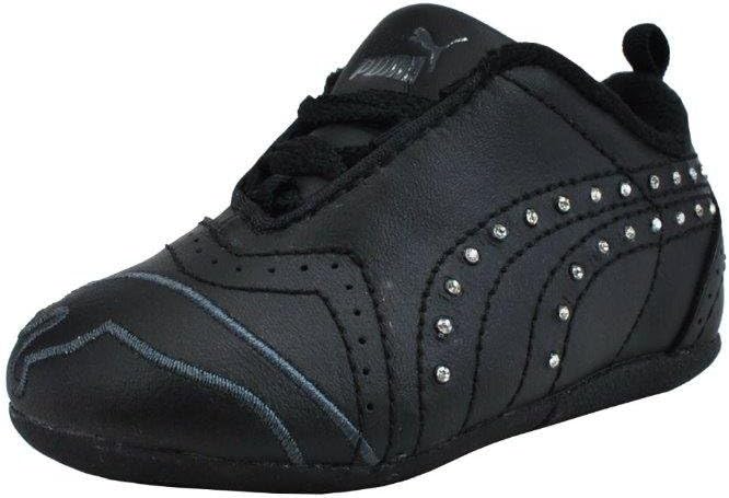 PUMA Shoes Sela Diamond Rhinestone Infant Toddler Black Sneakers (4 M US Toddler)