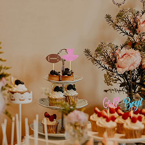 Arthsdite 48Pcs Boy Or Girl Cupcake Toppers Gender Reveal Tutu Or Football Cupcake Picks Baby Shower Cake Topper Decorations For Kids Birthday Party Cake Decorations Supplies #TOP5