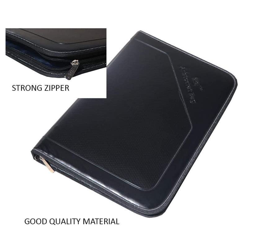 Image of OWT Multipurpose Leatherette Professional File Folders for Certificates, Documents Holder, Document Bag, Portfolio File, Executive File 24 Leafs Black Legal Size for Men & Women