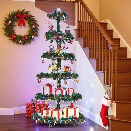 Christmas Tree Christmas Village Tree DIY Christmas Village Display Shelves 6-Tie Perfect for Showcasing Gifts or Christmas Tree Shelf Adds Festive Touch to Holiday Decor