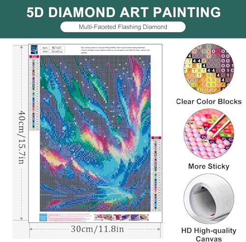 Zythron Diamond Art Kits for Adults, Northern Lights Diamond Painting Kits for Adults Beginners, Aurora 5D DIY Diamond Art Kits Gem Arts Crafts for Home Wall Decor 12x16 Inch — view 2