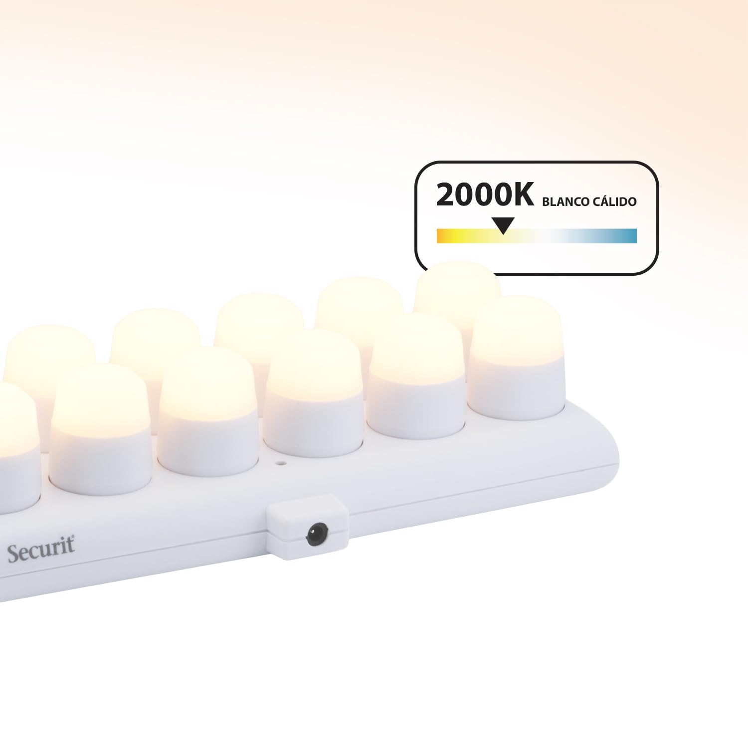 SECURIT - Set de Velas LED Recargables Amsterdam - Inalámbricas | Magnéticas - Bares, Cafés, Restaurantes - Blanco Cálido - 12 Velas, Mando a Distancia, Base, Cable de Carga Incluidos