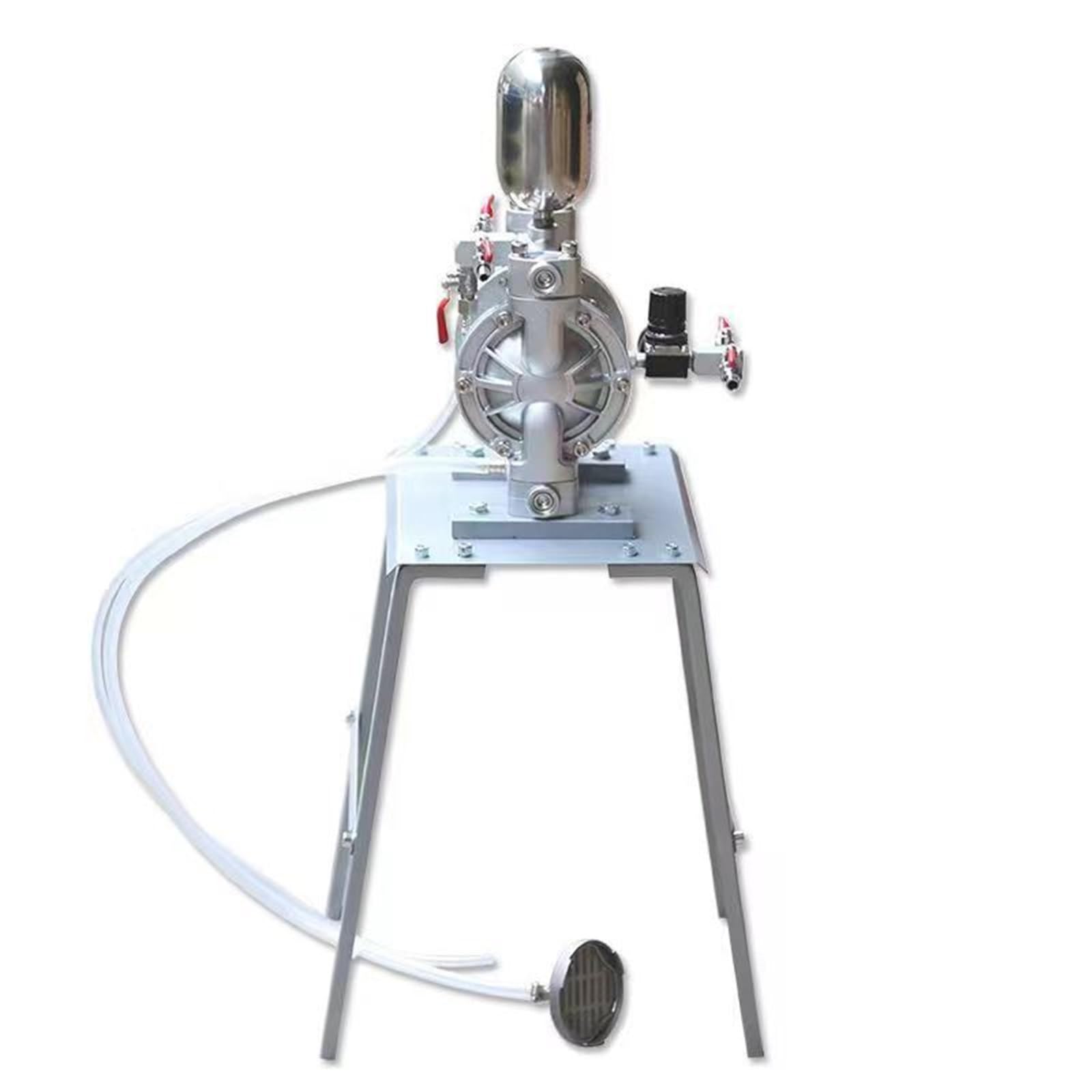 Zxzzas Silver Diaphragm Pump, Pneumatic Diaphragm Pump A10 Double Diaphragm Pump With E Aluminum Alloy Paint Spray Mixing Mixing Self Priming(Silver)