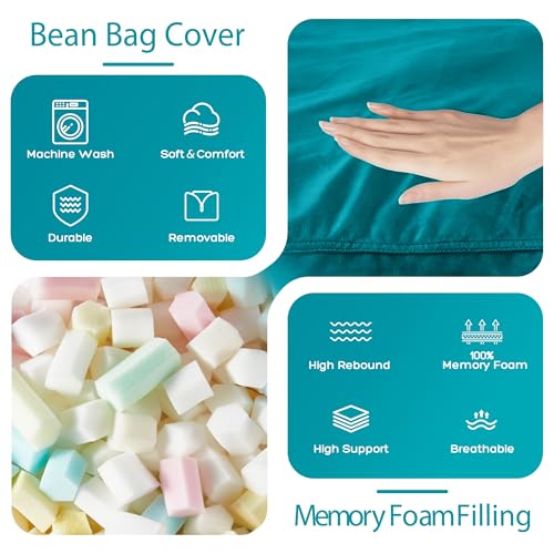 Image of HABUTWAY Bean Bag Chair: Giant 4' Memory Foam Furniture Bean Bag Chairs for Adults with Microfiber Cover 4Ft (Sea Blue)