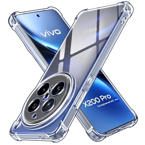 Image of Lustree Compatible with vivo X200 Pro 5G Back Cover| Clear + TPU Case with 4 Corner Air Cushion Protection & Camera Protection | Slim& Stylus Cover for vivo X200 Pro 5G