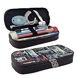 Matériau : trousse fabriquée en cuir PU de haute qualité avec fermeture éclair lisse, trousse de grande capacité, facile à ouvrir et à fermer. Confortable au toucher, durable et de qualité supérieure.