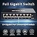 8 Ports Gigabit Unmanaged Ethernet Switch, Network Hub, Ethernet Splitter, Plug & Play, Fanless Metal Design, Traffic Optimization
