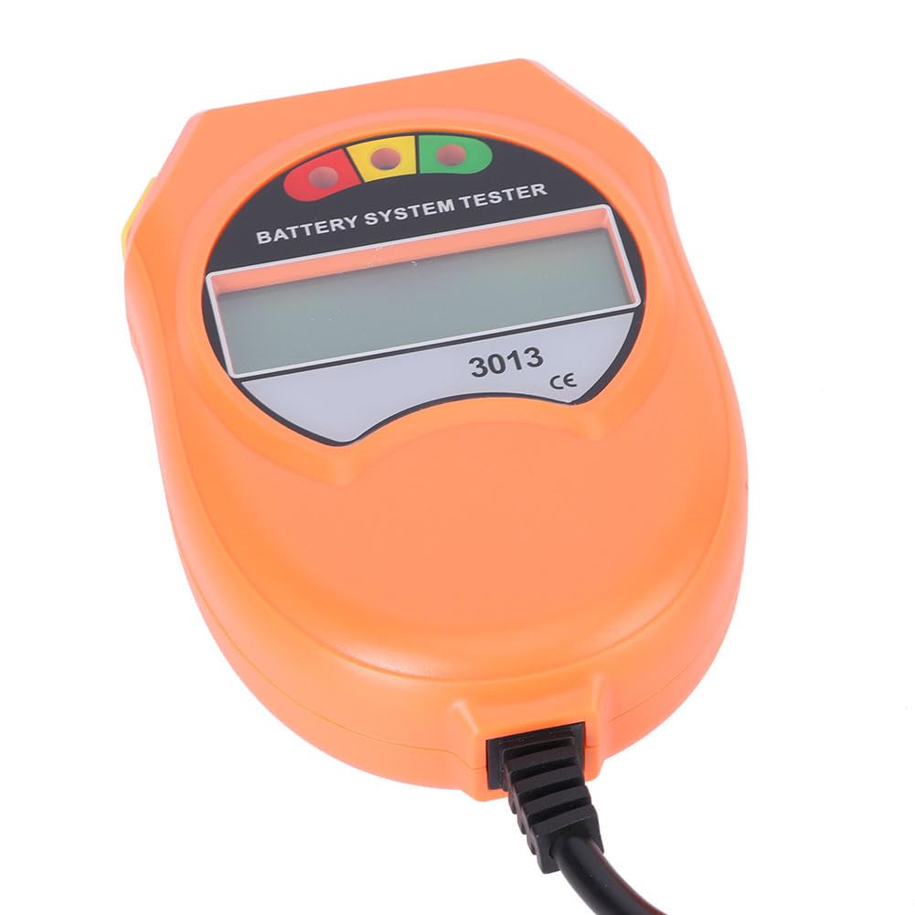 Hyuduo Tester Systemu Akumulatorowego Wyświetlacz z Podświetleniem LCD Tester Akumulatora Samochodowego do ładowania Pojazdów Kwasowo-ołowiowych 12 V, Sprawdza Akumulator i System ładowania dla