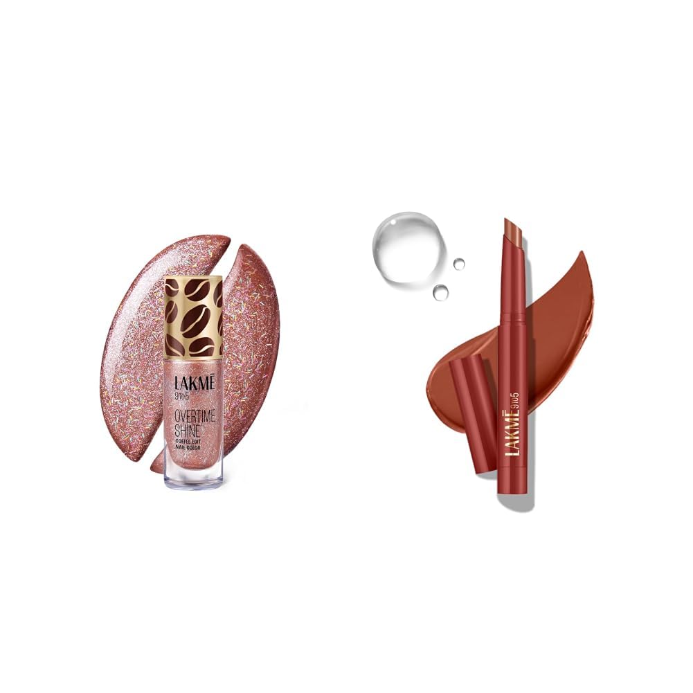 Lakme 9 to 5 Overtime Shine Nail Polish - Coffee Edit-15 Hazelnut Hug 6ml Lakme 9 to 5 Forever Matte Lip Crayon, Hustle Brown 1.1g-picture-48