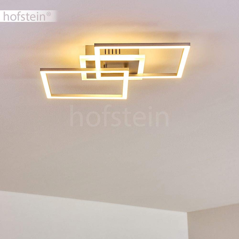 HOFSTEIN LED Deckenleuchte Lithgow, dimmbare Deckenlampe aus Metall in Silberfarben, moderne Leuchte dimmbar über Lichtschalter, 25 Watt, max. 2600 Lumen, 3000 Kelvin, Wohnzimmer, Küche, Esszimmer