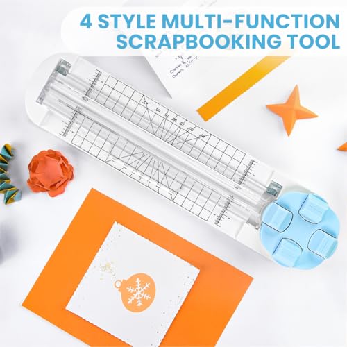 Image of 4-in-1 Paper Cutter and Trimmer with Straight, Wave, Dotted & Crease Blades, Precision Craft Cutting Tool for Scrapbooking, Card Making & DIY Projects
