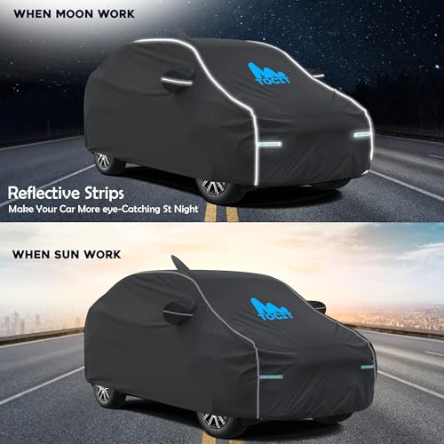 Image of Tocit XUV 3XO Waterproof Long Life Car Cover with Safety Reflective Strap, Premium Stretchable Velvet Velour Fabric, Machine Washable, Tri-Stitch Custom Fit with Mirror & Antena Pocket -Grey