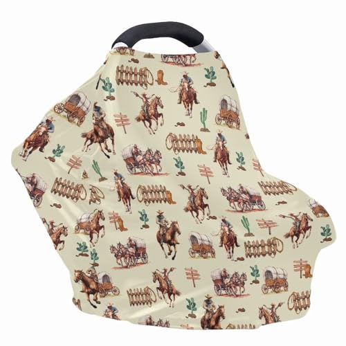 Image of Baby Carseat Cover Western Horse Nursing Cover Daisy Carseat Covers Baby Nursing Cover Toddler Boy Girls Breastfeeding Canopy Infant Stroller Cover Car Seat Canopy