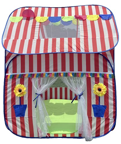 HOMECUTE Foldable Pop Up Hut Type Kids Toys Play Tent House (Red-White), Tent House Theme