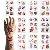 lasuroa 60pcs Tatouages Temporaires Animaux pour Enfants, Autocollants Imperméables à l'Eau Thème Animaux Décorations Bras et Épaules Cadeaux Fête d'Anniversaire pour Garçons et Filles