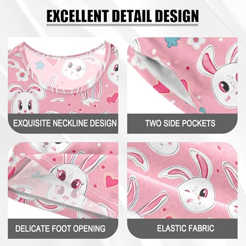 Happy Easter Cute Bunny Rabbit Pajama Set Pajamas Sleepwear Nightwear Loungewear Clothes Set B04050654