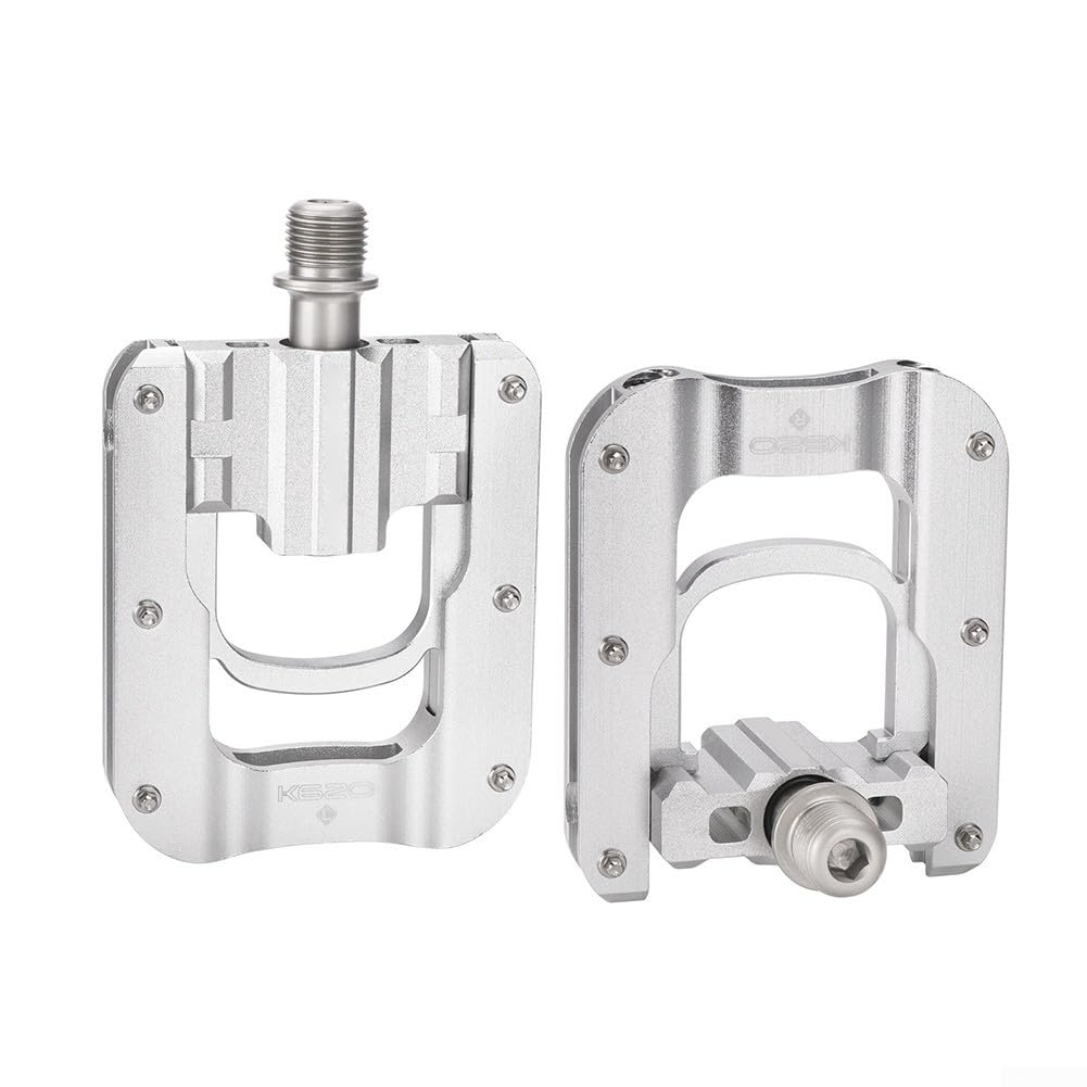 Evenoonest Sealed Bearing Foldable Pedals 9/16 inch Aluminum Alloy for Brompton Folding Bikes Compatible with Standard 9/16 inch Bicycle Cranks (Silver)