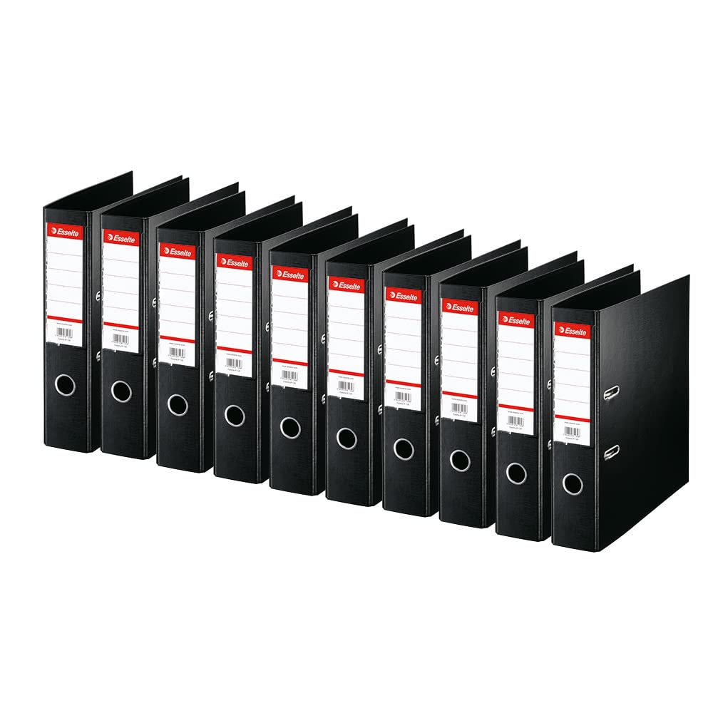 Esselte Standard, Confezione da 10 raccoglitori a leva, nero, dorso 75 mm, A4, PP, 320250