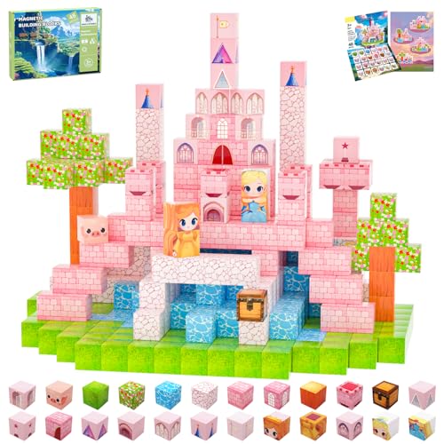 SSAWER Magnetic Blocks 48PCS Travel Toys Building Cubes Gifts for Girls