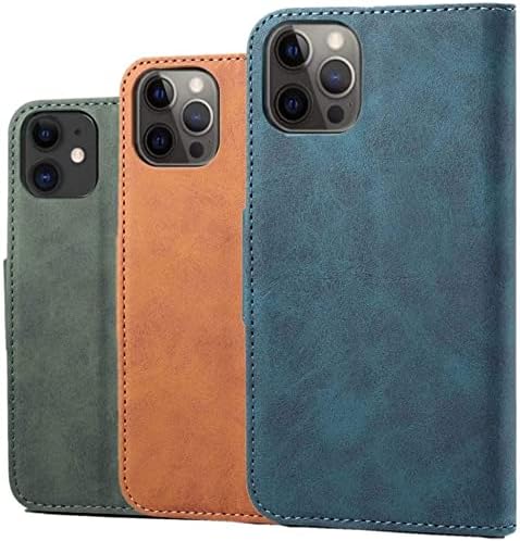 Imitation Leather Wallet Phone Case, Flip Shockproof Cover for Apple iPhone 12 Pro Max (2020) 6.7 Inch [Kickstand] [Card Holder] (Color : Grey)