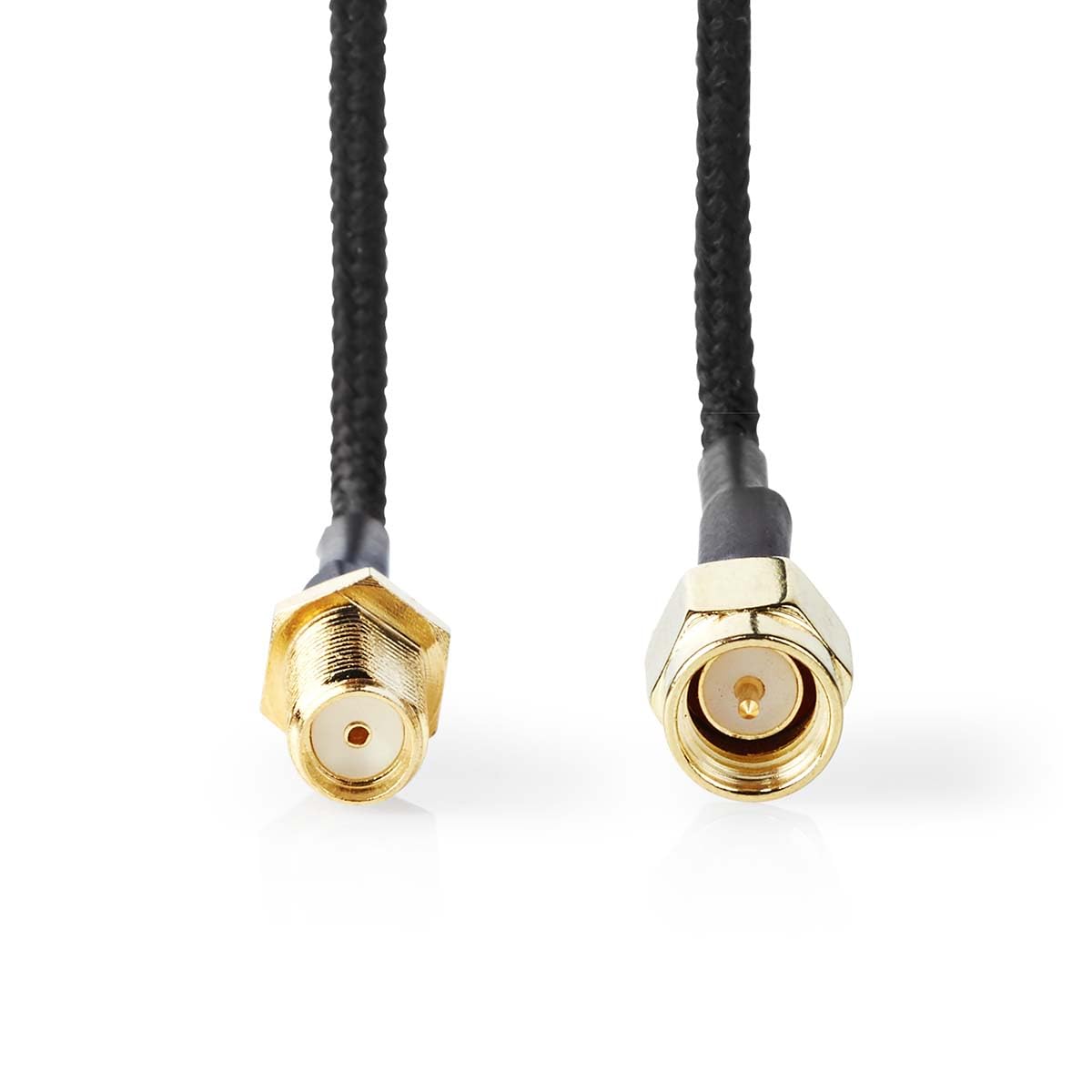 Nedis Kabel antenowy - gniazdo SMA - wtyczka SMA - pozłacany - 50 omów - pojedynczo ekranowany - 0,50 m - okrągły - pleciony - czarny - etykieta