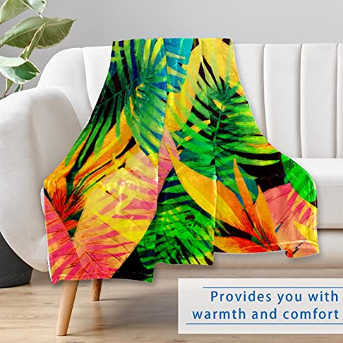 Couverture douce plaid feuilles tropicales lit canapé camping 150x100