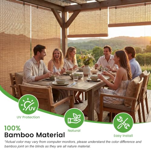 Image of BAYUE Bamboo Blinds, Roll Up Window Shades with Light Filtering for Home
