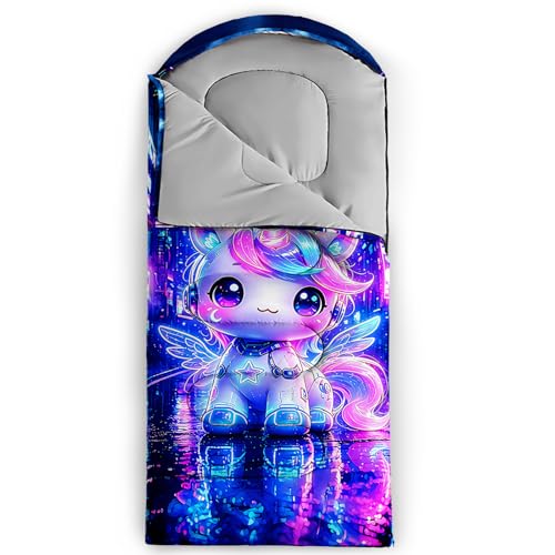 Image of QOOMO Axolotl Cute Camping Sleeping Bags,3 Season Warm & Cool Weather,Lightweight,Waterproof Sleeping Bags for Adults & Kids,Traveling,and Outdoors