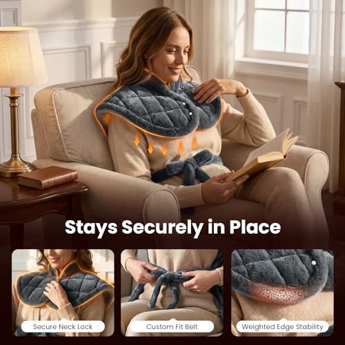 Image of BOB AND BRAD Heating Pad for Neck, Shoulders and Back, FSA Eligible HSA Eligible Electric Heat Pad, Edge-Weighted Design, Fast Heating, ETL Certified, Gift for Women Men 24 inchx33 inch