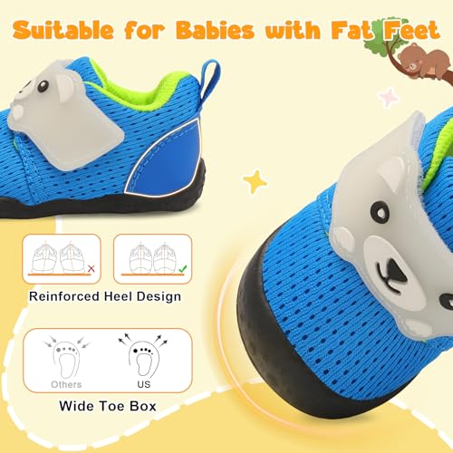 Image of FEETCITY Baby Walking Shoes Wide Baby Shoes Boys Girls Infant Sneakers Crib Shoes Breathable Toddler Barefoot Shoes Slip On Shoes