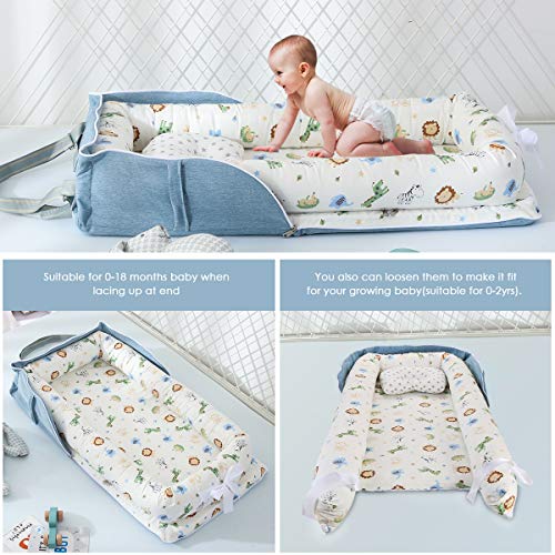Oenbopo 1354995-AM02-WHITE 2 Baby Lounger Cotton Breathable Baby Bassinet Portable Sleeping Baby Bed thumb #6