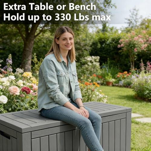 Image of Outdoor Storage Box Waterproof, 120 Gallon Deck Box For Patio Storage