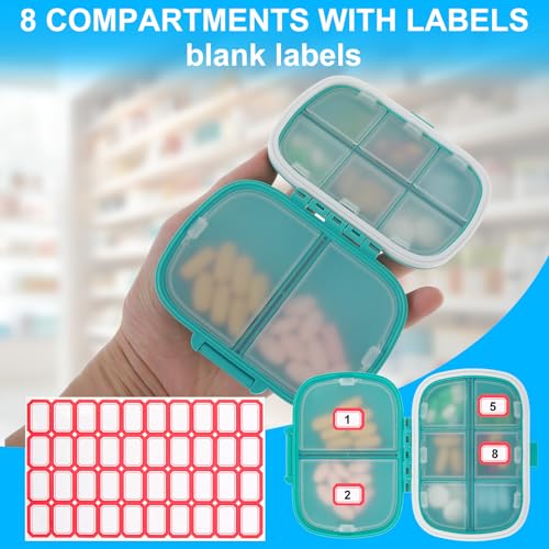 Pilulier de voyage à 8 compartiments Lot de 6 boîtes étanches pour médicaments - 7
